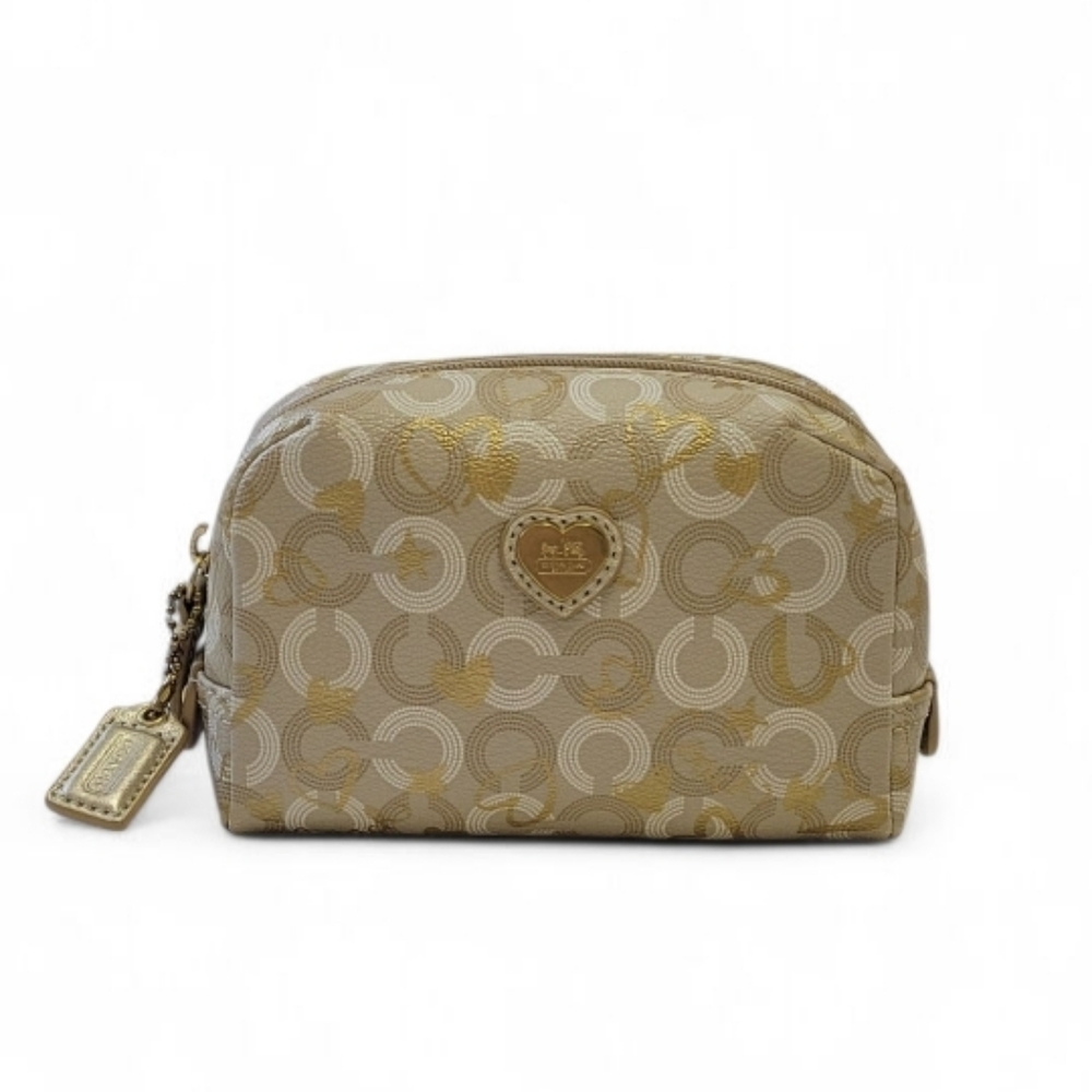 Coach Beige & Gold Cosmetic Case
